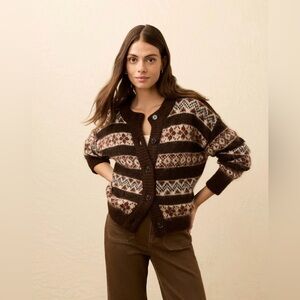 NWT Faherty Fair Isle Sweater | Wildwood Cardigan - Chestnut